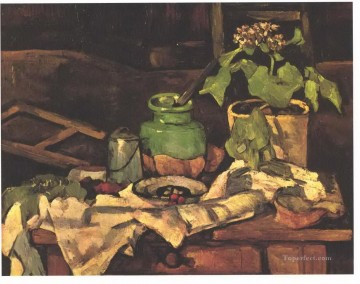 ポール・セザンヌ Painting - テーブルに置かれた植木鉢 ポール・セザンヌ